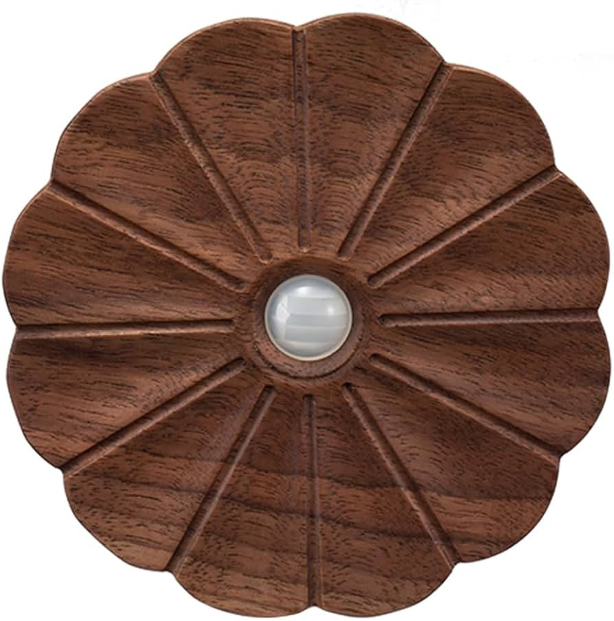 Motion Sensor Night Light Wooden Carved Flower USB Rechargeable Stick-On Step Lights Magnetic Min... | Amazon (US)