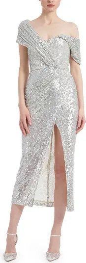 Badgley Mischka Asymmetric One-Shoulder Sequin Evening Dress | Nordstrom