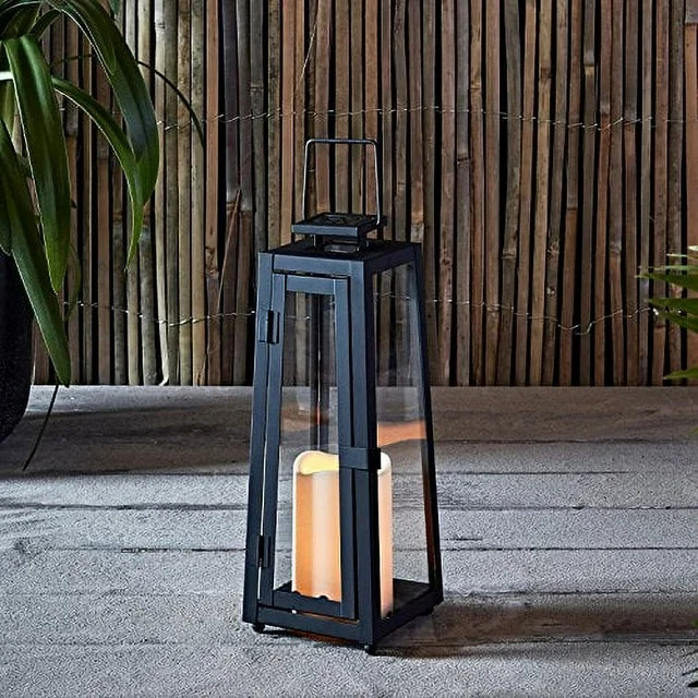 Lights4fun, Inc. Black Metal Solar Powered LED Fully Weatherproof Outdoor Garden & Patio Flameles... | Walmart (US)