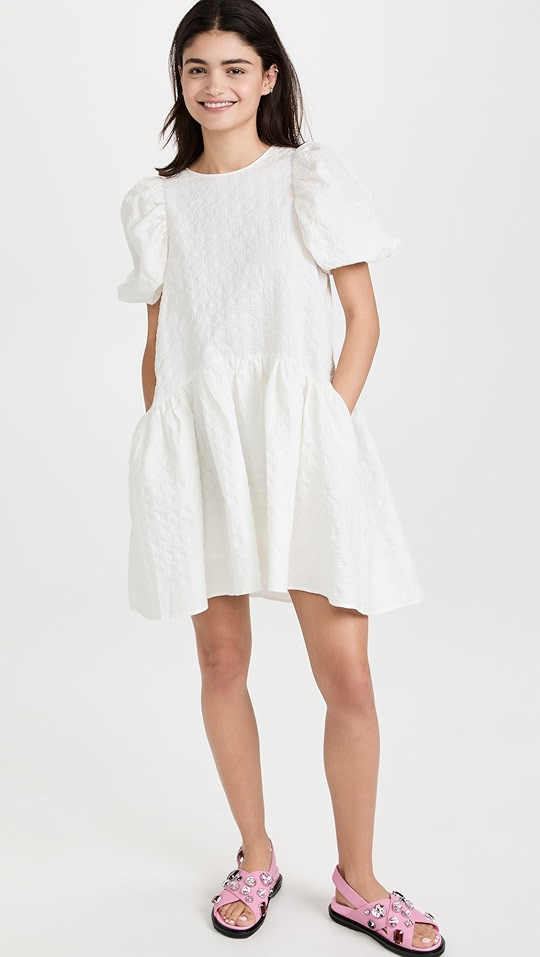 English Factory Back Tie Jacquard Puff Dress | SHOPBOP | Shopbop