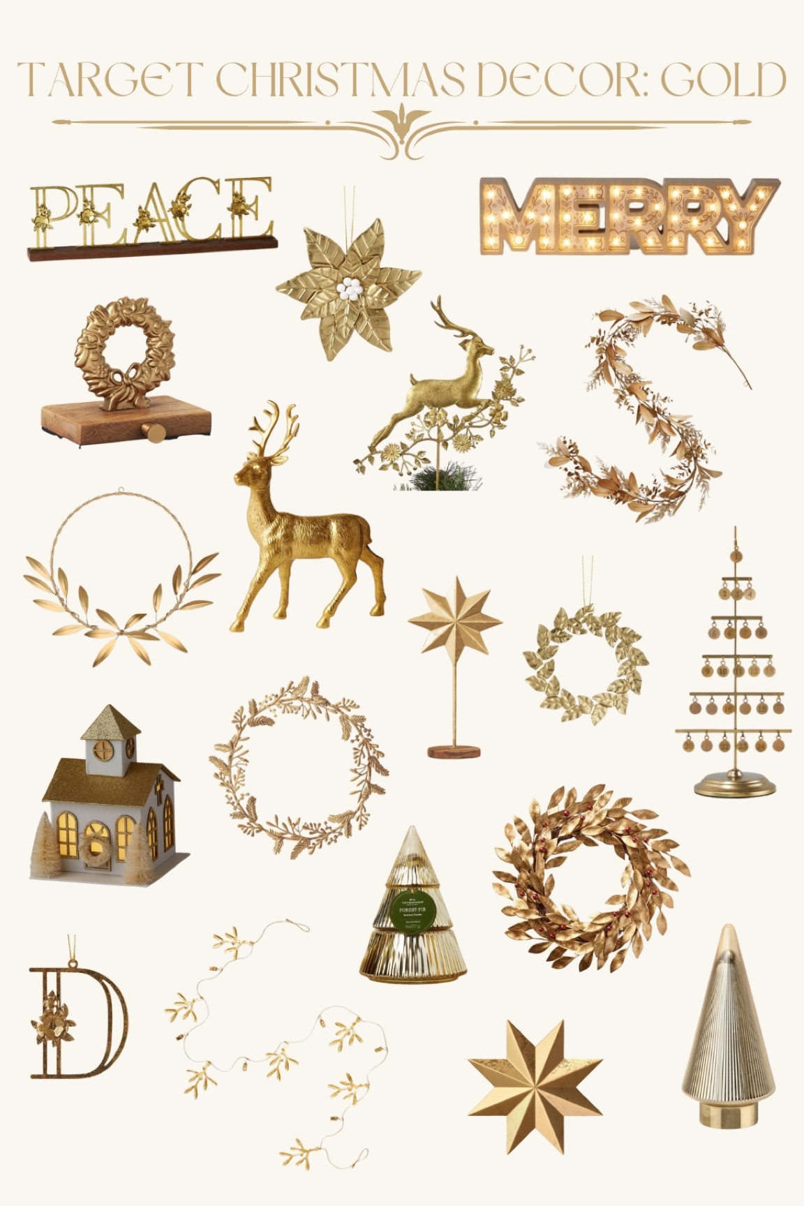 Gold Christmas Decor from Target 

#LTKHoliday #LTKSeasonal #LTKhome