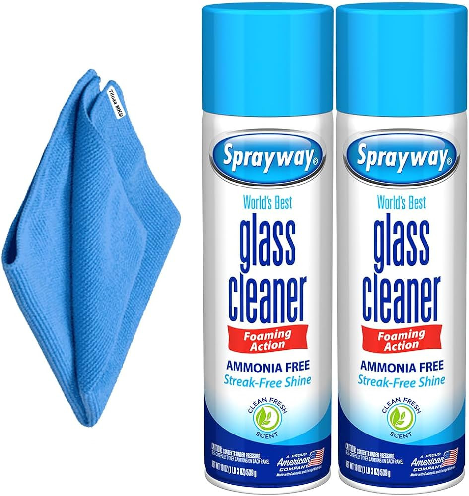Sprayway, Glass Cleaner, window cleaner, Pack of 2 spray foam with 1-Pack Bonus Tituaa Mk 16x16 M... | Amazon (US)