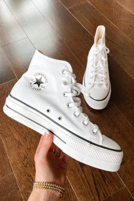 WHITE SNEAKERS ✨& make them PLATFORM! 

Converse lift, got my true size 

Spring casual sneakers for every day

#LTKshoecrush