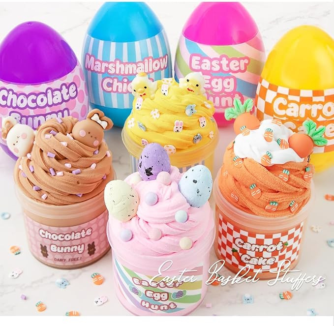 Easter Basket Stuffers - 4 Pack Kit of Eggs Filled with Slime and Charms - Prefilled Eggs with To... | Amazon (US)