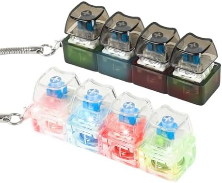 2 pcs Keyboard Fidget Toy Light Up, Loud Fidget Keyboard Clicker, Keychain 4-in-1 with Cat Keycap... | Amazon (US)