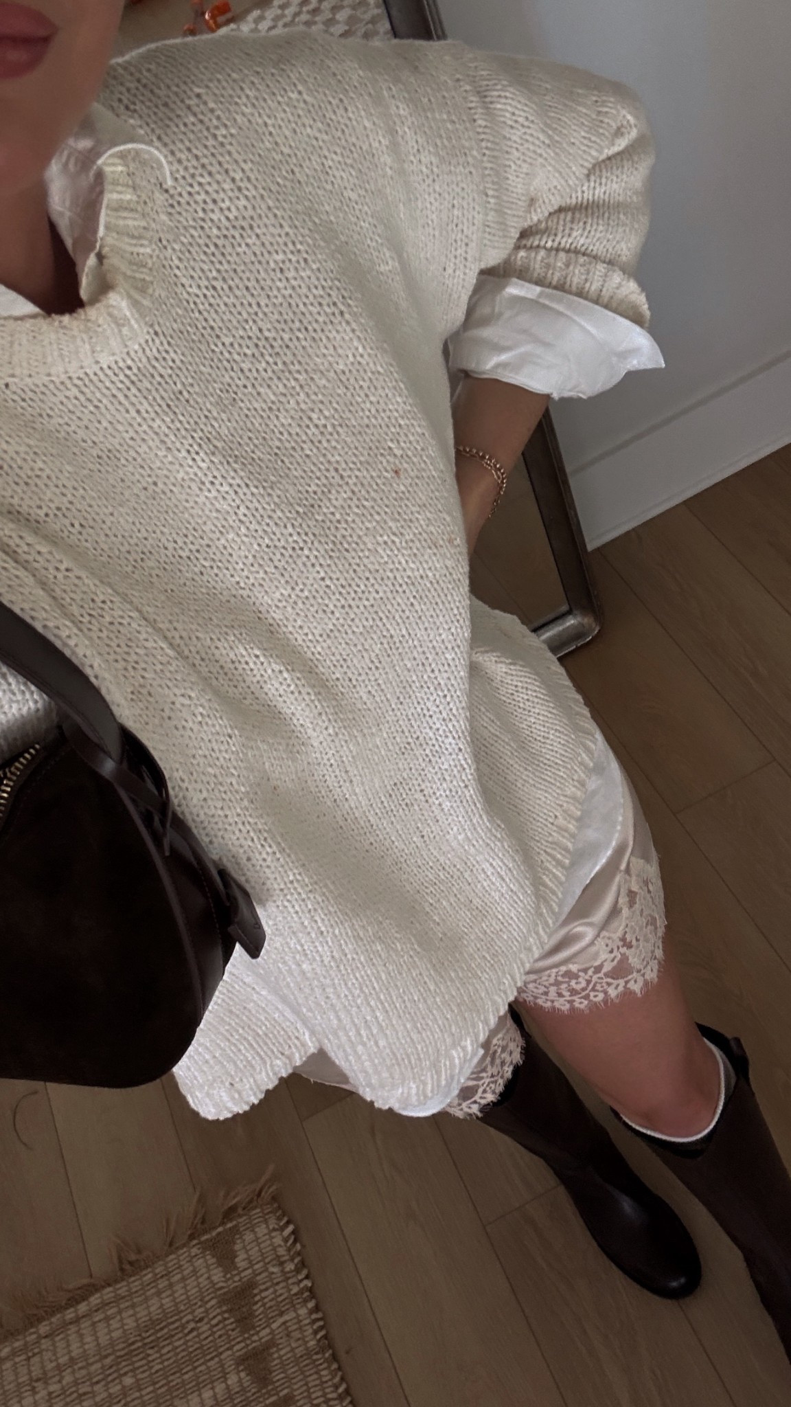 Still so hot in Tennessee but playing Fall dress up INSIDE 😂😍 finally splurged on these Lacey shorts and I’m in love. 

Pullovers button down lace shorts brown boots 

#LTKStyleTip #LTKSeasonal #LTKWorkwear