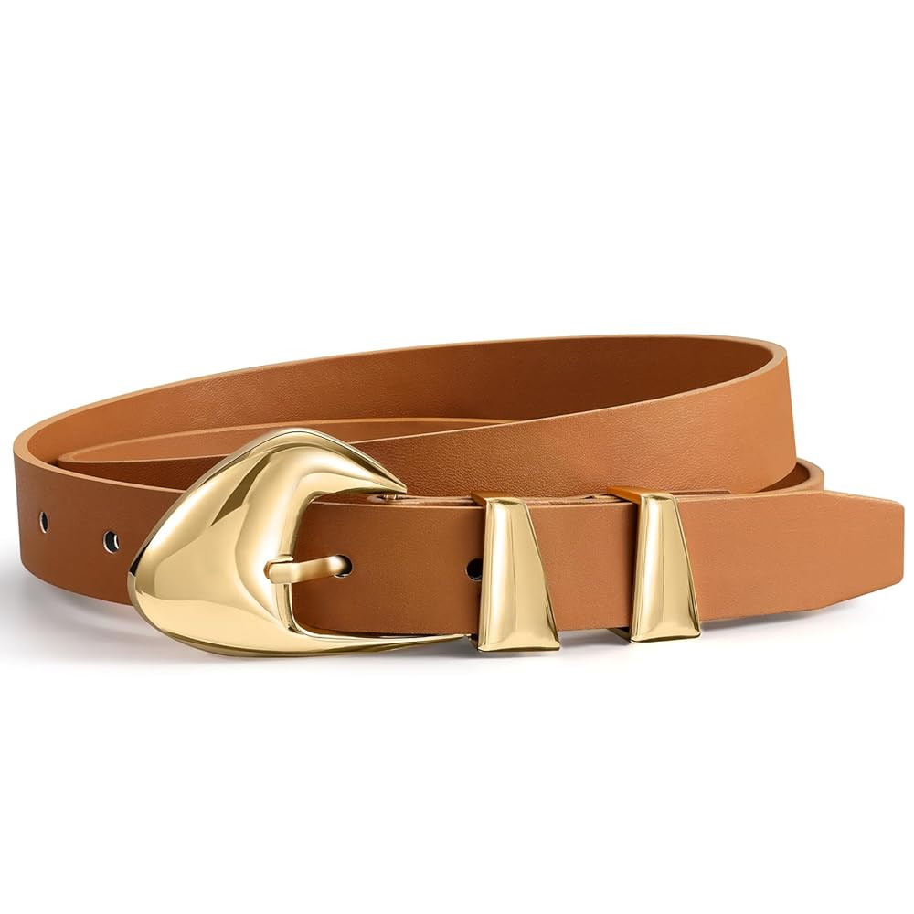 Skinny Belt, Black Leather Belt Women Belts for Jeans Dresses Pants with Adjustable belt Buckle 1... | Amazon (US)