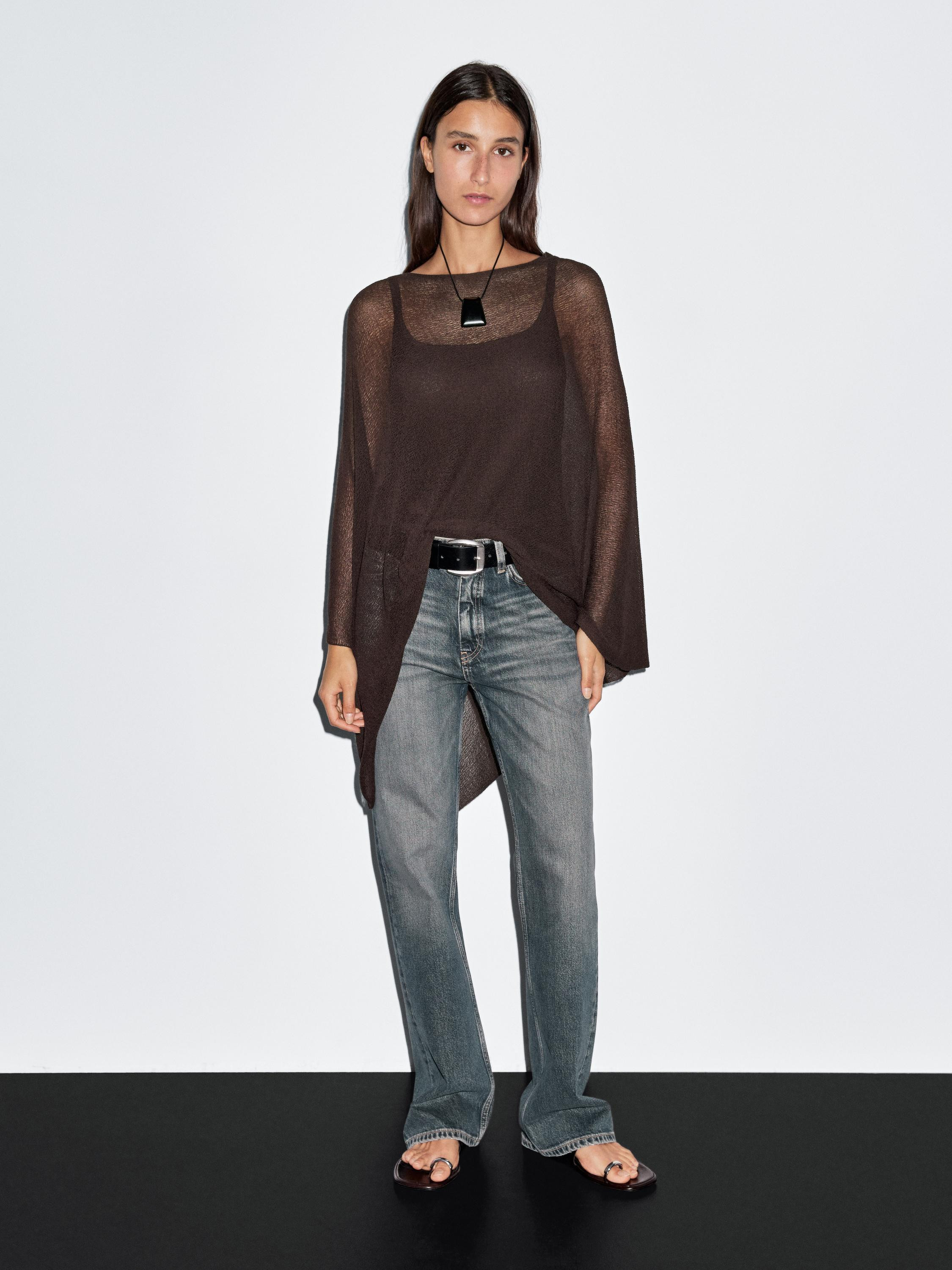 Cape made of knit fabric. Asymmetric cut. Matching garment available. | Massimo Dutti UK