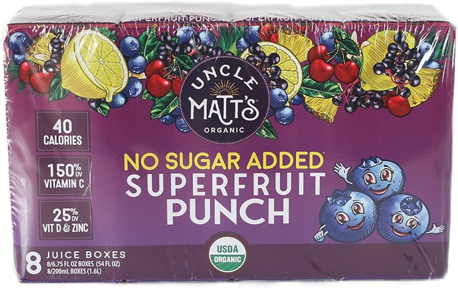 Uncle Matt’s Organic No Sugar Added Superfruit Punch Juice Boxes for Kids with Vitamin C, D, Zi... | Amazon (US)