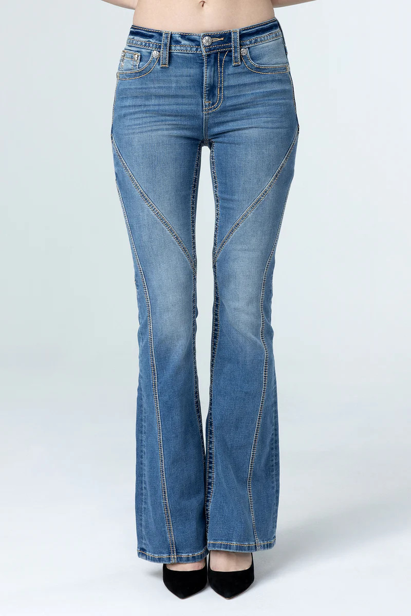 Contour Stitch Slim Flare Jeans | Miss Me