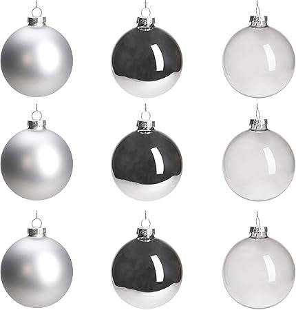 DN DECONATION Silver Glass Christmas Ball Ornaments, 3.15” Hanging Christmas Baubles for Xmas T... | Amazon (US)