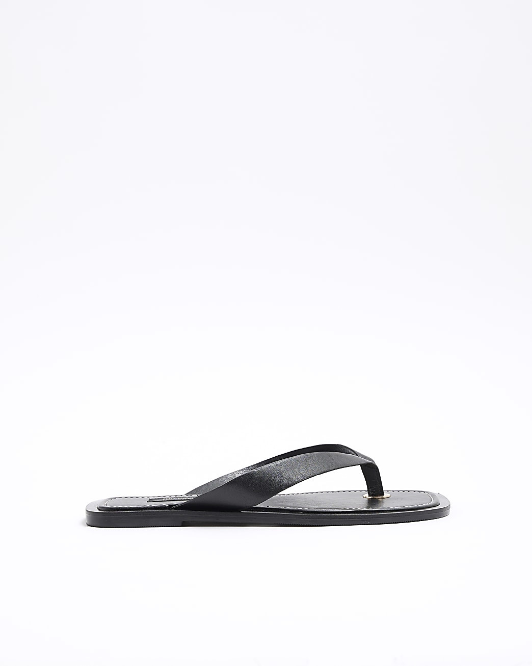 Black Leather Flat Sandals | River Island UK & IE