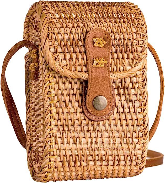 NATURAL NEO Phone Straw Bag Crossbody Wallet Small Boho Purse Rattan Hand Woven For Women Shoulde... | Amazon (US)