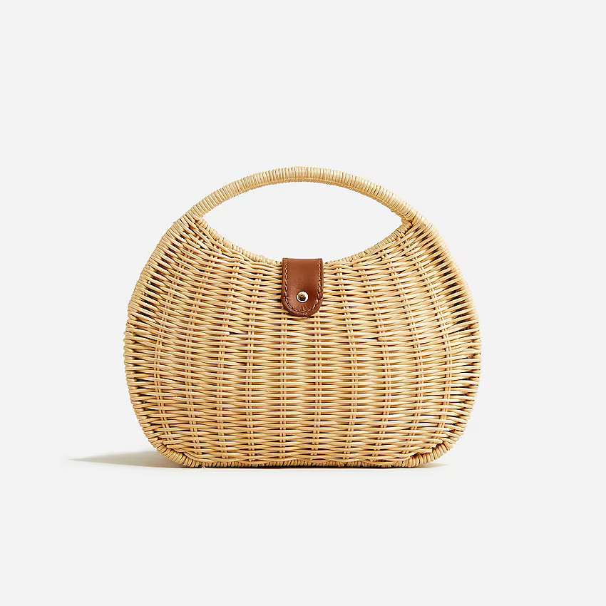 Semi-circle rattan clutch | J. Crew US