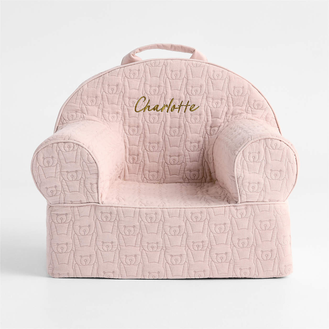 Small Lilac Rose Organic Cotton Quilted Bunny Kids Lounge Nod Chair | Crate & Kids | Crate & Barrel