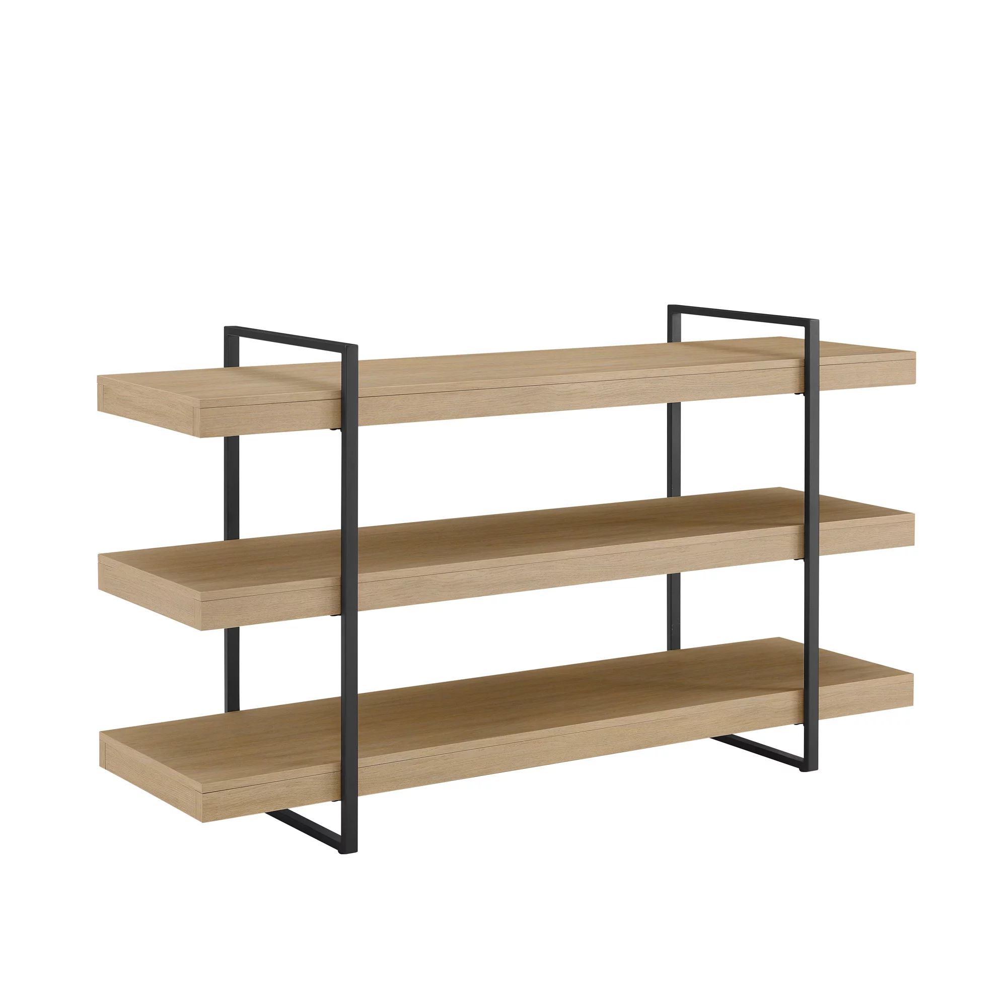 Manor Park 60" Industrial 3-Shelf Metal and Wood Bookshelf, Coastal Oak | Walmart (US)