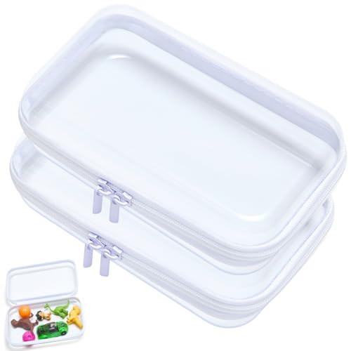 Dressica Clear Hard Shell Zipper Case, Upgraded Thicker Transparent Plastic Bins for Organizing, See Through Zipper Pouches Makeup Case, Lidded Storage Bins Organizer for Storage Cosmetics (S+S) | Amazon (US)