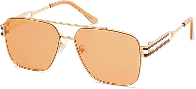 SOJOS Retro Oversized Square Sunglasses for Women Men, Vintage Large Double Bridge Metal Frame Un... | Amazon (US)