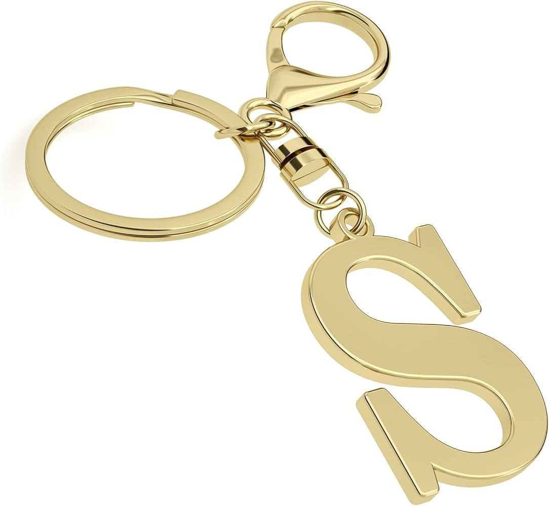 Stainless Steel Gold Letter A-Z Keychain for Women Men, Initial Letter Pendant with Key Ring, Cha... | Amazon (US)