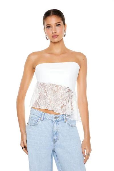 Lace-Hem Strapless Top | Forever 21