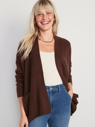 Waffle-Knit Open-Front Cardigan for Women | Old Navy (US)
