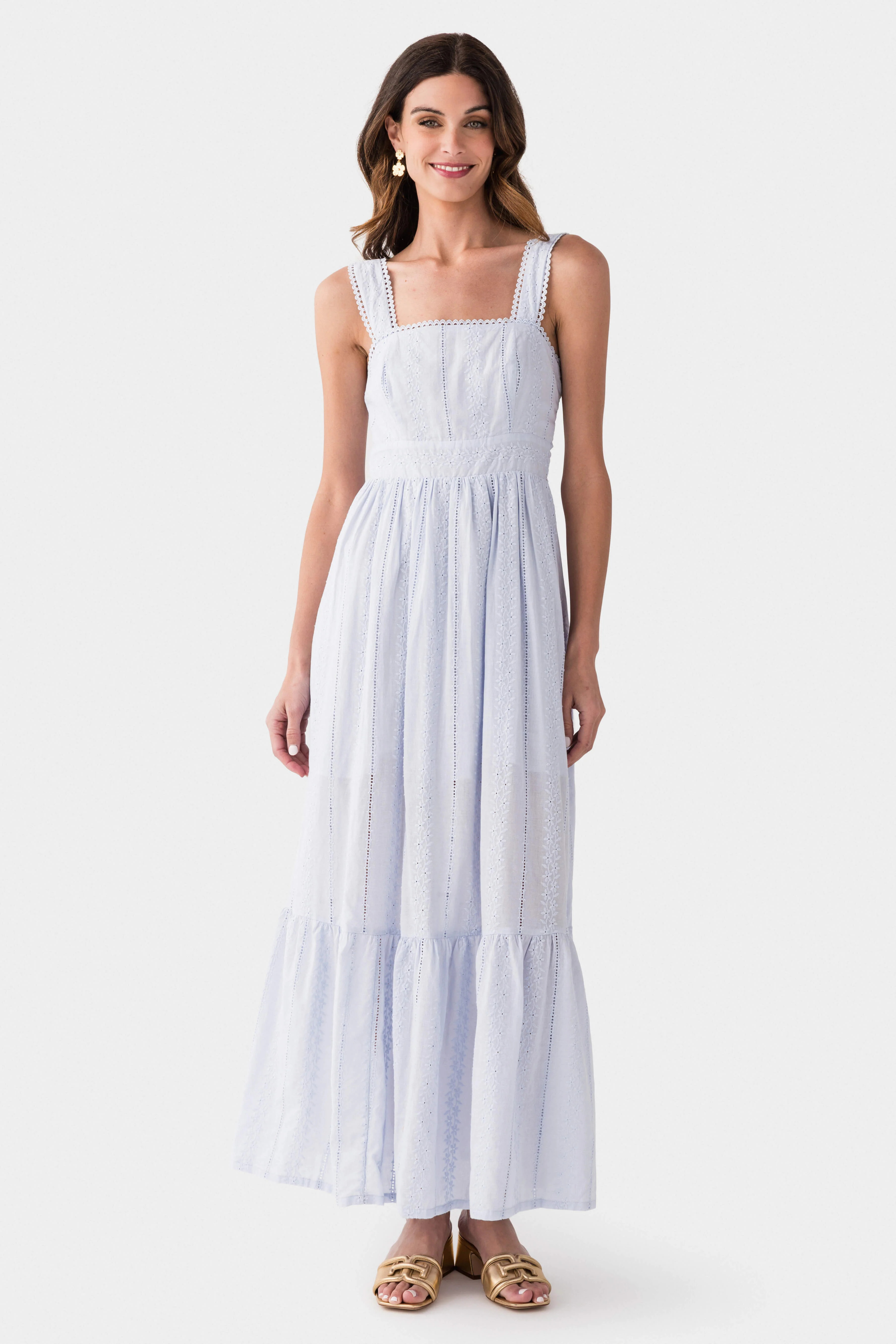 Dress Forum Sunbeam Eyelet Lace Trim Maxi Dress | Social Threads