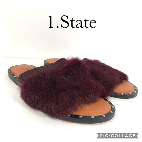 1. State the Carisma rabbit fur maroon slides 8 | Poshmark