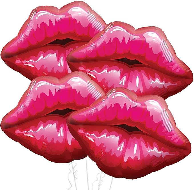 Huge, Red Lip Balloons Decorations -30 Inch, Pack of 4 | Foil Lips Balloons, Makeup Party Decorat... | Amazon (US)