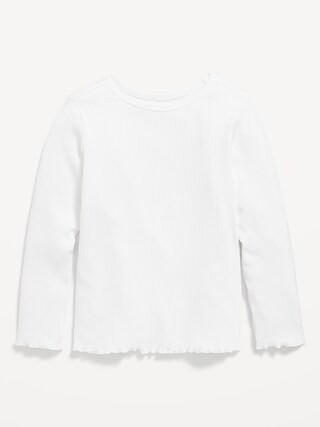 Long-Sleeve Lettuce-Edge Ribbed T-Shirt for Toddler Girls | Old Navy (US)