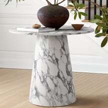 Dwen 35" Modern Faux Marble Round Pedestal Dining Table | Pop Maison