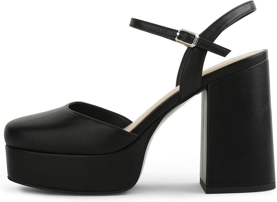 Modatope Platform Heels for Women Close Toe Chunky Block Heel Pumps Ankle Strap Platform Sandals ... | Amazon (US)