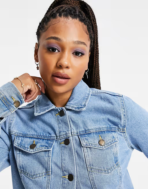 Miss Selfridge denim jacket in midwash blue | ASOS (Global)