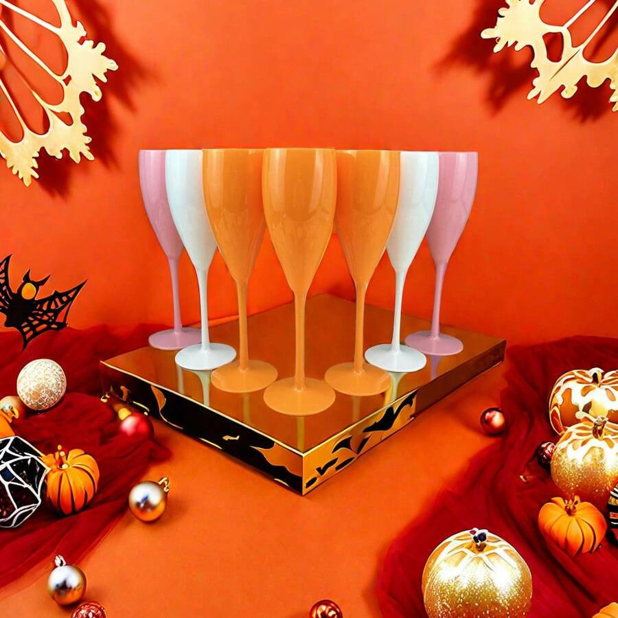 240ML(8oz) Halloween/Christmas Party Wine Glasses White/Pink/Orange Champagne Glasses, Reusable W... | SHEIN