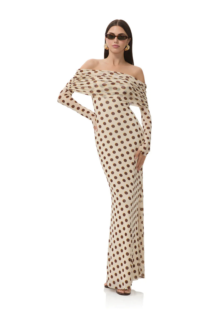 Thelma Dress - Gold Halo Dot | ShopAFRM