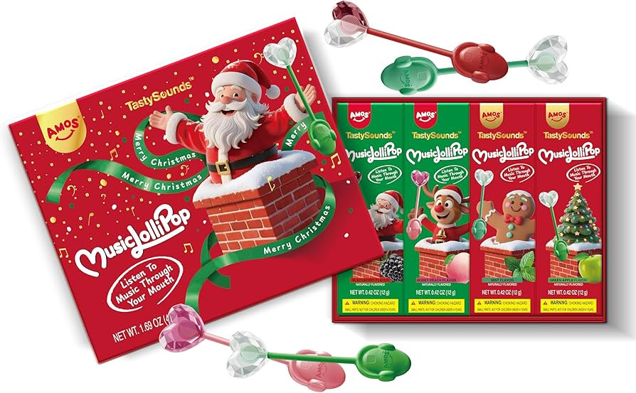Amos Music Lollipop TastySounds Christmas Edition – Audio Singing Music Lollipop Gift Box, 4-Pa... | Amazon (US)