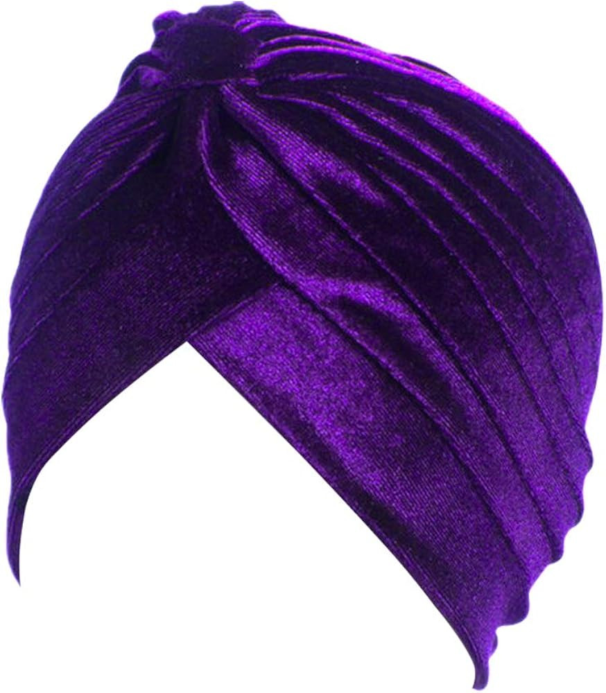 beauty YFJH Pleated Stretch Ruffle Women's Velvet Chemo Turban Hat Wrap Cover | Amazon (US)