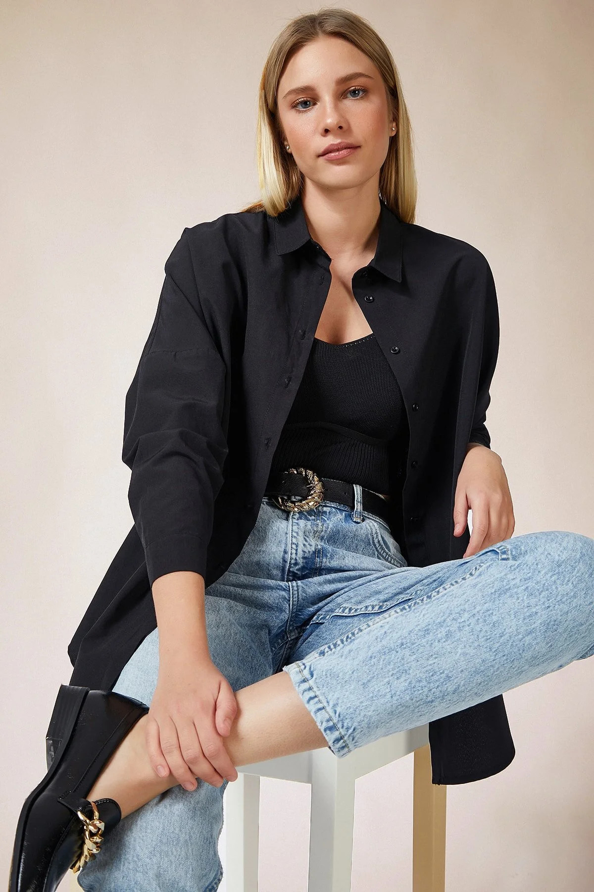 Happiness İstanbul Hemd - Schwarz - Oversized - Trendyol | Trendyol DE