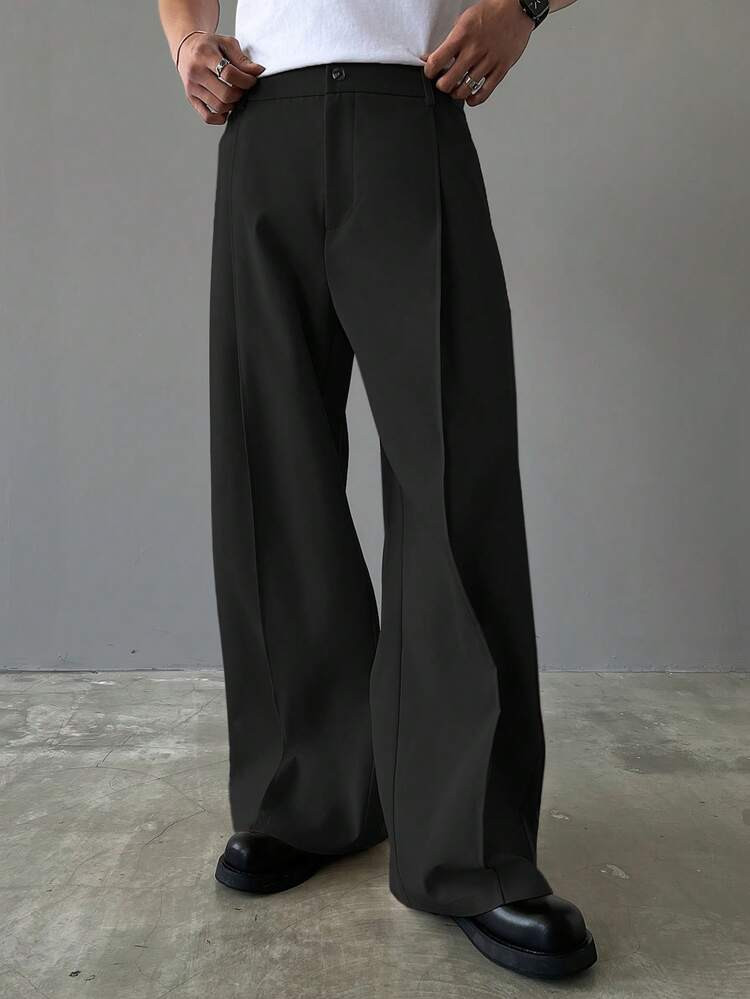 Manfinity Homme Men's Casual Versatile Commuting Solid Color Wide Leg Pants, Fall | SHEIN