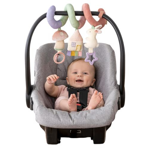 Itzy Ritzy Spiral Car Seat & Stroller Activity Toy - Stroller & Car Seat Toys for Ages 0 Months and Up - Hanging Toys Include Dangling Ring, Mirror and Textured Ribbons (Pastel Rainbow) | Amazon (US)