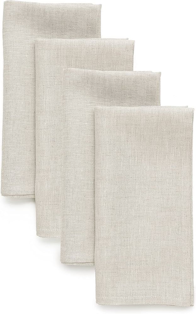 Solino Home Linen Dinner Napkins 20 x 20 Inch – 100% Pure Linen Light Natural Napkins Set of 4 ... | Amazon (US)