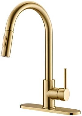 Havin HV601 Brass Kitchen Faucet with Pull Down Sprayer,Brushed Gold Color, Fit for 1 Hole and 3 ... | Amazon (US)