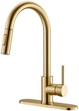 Havin HV601 Brass Material,Kitchen Sink Faucet with Pull Down Sprayer, Brushed Gold Color,Kitchen... | Amazon (US)