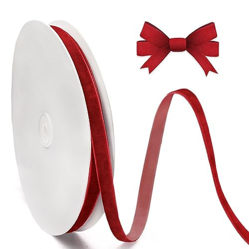 Hying Christmas Burgundy Red Ribbons for Crafting, 3/8" × 25 Yards Red Velvet Ribbon Xmas Craft Ribbons for Gift Wrapping Valentines Weeding Decoration Supplies | Amazon (US)