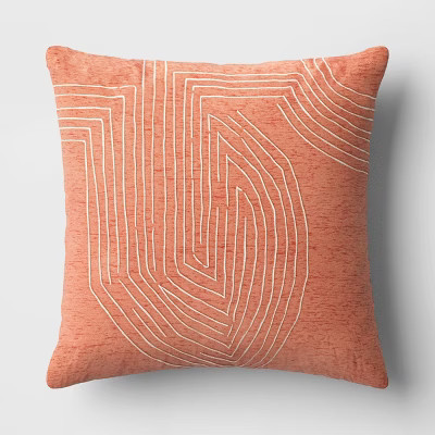 Oversized Geometric Patterned Metallic Embroidered Velvet Square Throw Pillow - Threshold™ | Target