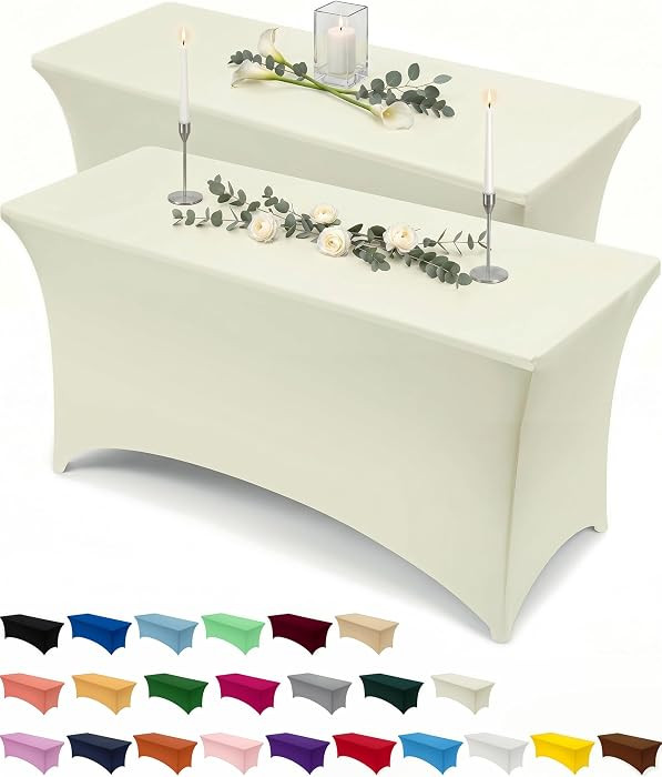 Utopia Kitchen Spandex Tablecloth 2 Pack [6FT, Ivory] Tight, Fitted, Washable and Wrinkle Resista... | Amazon (US)