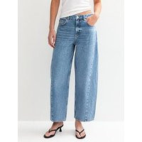 New Look Washed Barrel Leg Jeans - Blue | Very (UK)