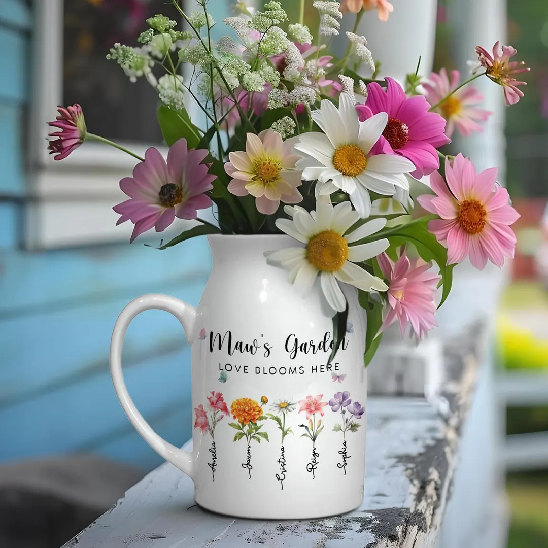 Custom Grandmas Garden Flower Vase, Personalized Birth Flower Flower Vase, Mother's Day Gift ,gif... | Etsy (US)