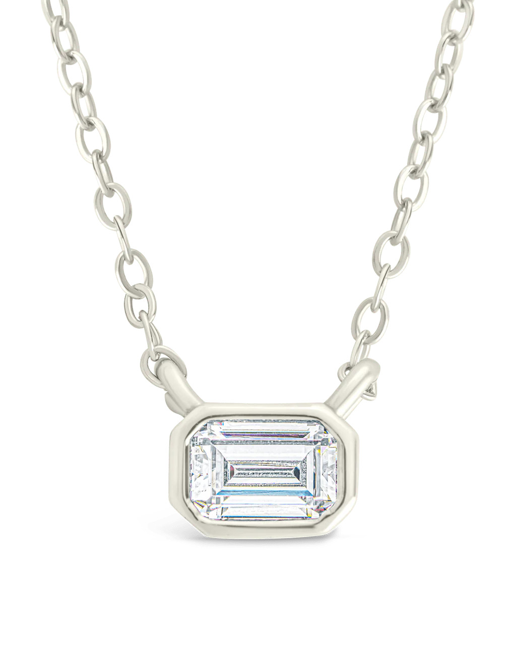 Sterling Silver Emerald Bezel Set Pendant | Sterling Forever