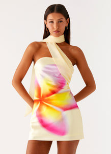 Isa Scarf Satin Mini Dress - Frangipani Yellow | Peppermayo (Global)