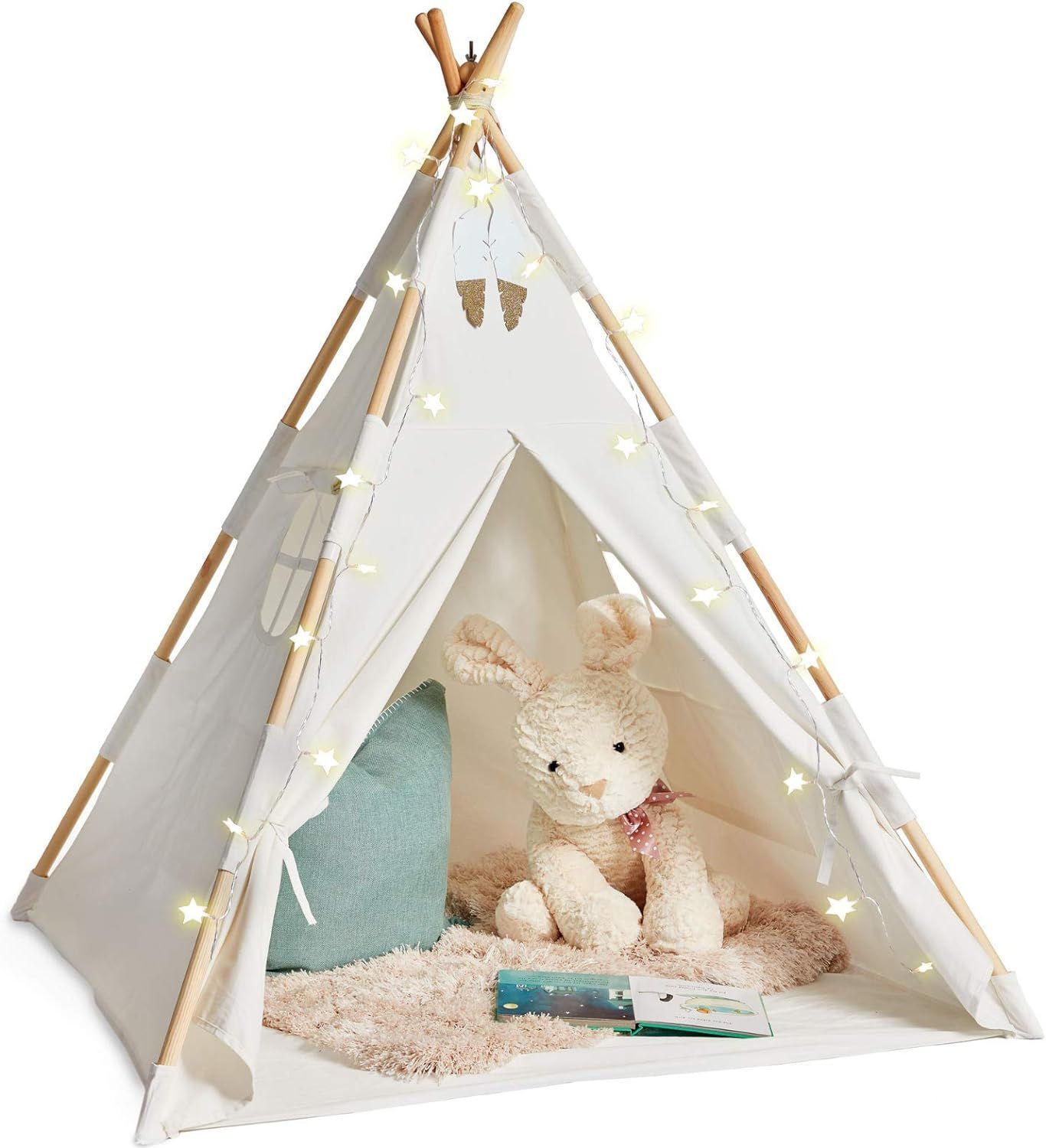 Teepee Tent for Kids with Lights - Pure Cotton Kids Tepee Tents Indoor for Boys and Girls, Baby a... | Amazon (US)